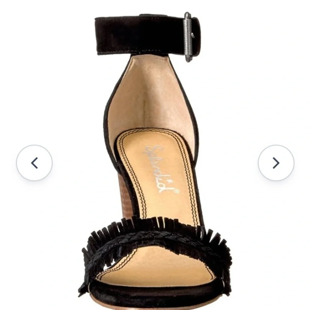 SPLENDID Black Suede Jakey Ankle Strap Block Heel Sandals 10 sexy party cocktail